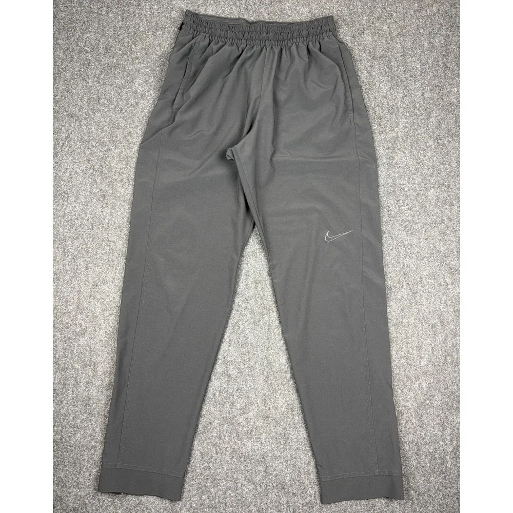 Nike Dri-FIT Mens Large Gray Athletic Track Pants Zip Ankle Running Joggers